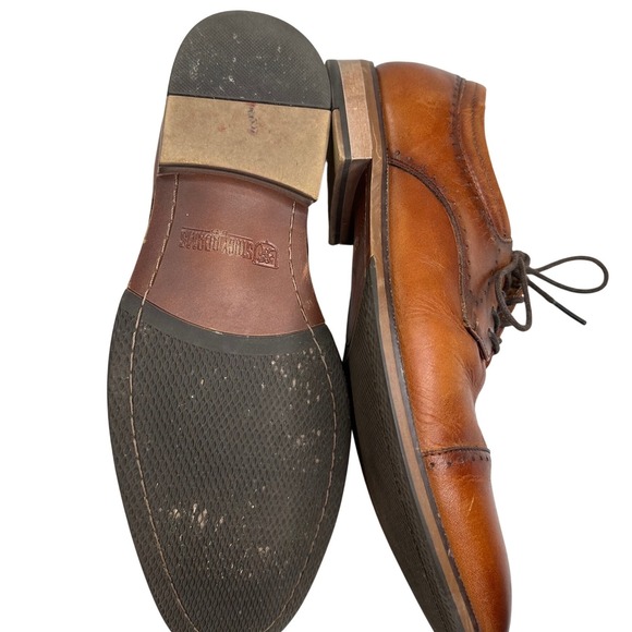 Stacy Adams‎ Men\'s Tan Leather Cap Toe Oxford Dress Shoes 25304-221 Brown 8.5M